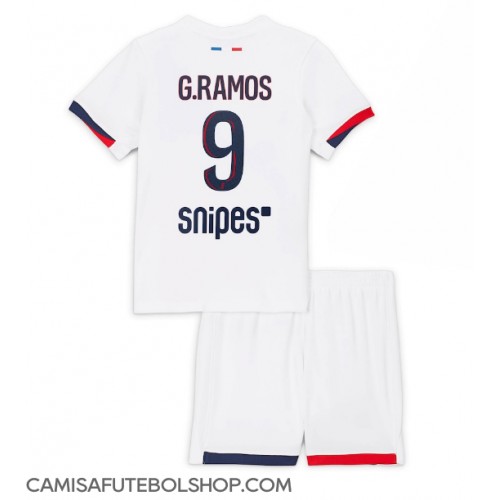 Camisa de time de futebol Paris Saint-Germain Goncalo Ramos #9 Replicas 2º Equipamento Infantil 2025-26 Manga Curta (+ Calças curtas)